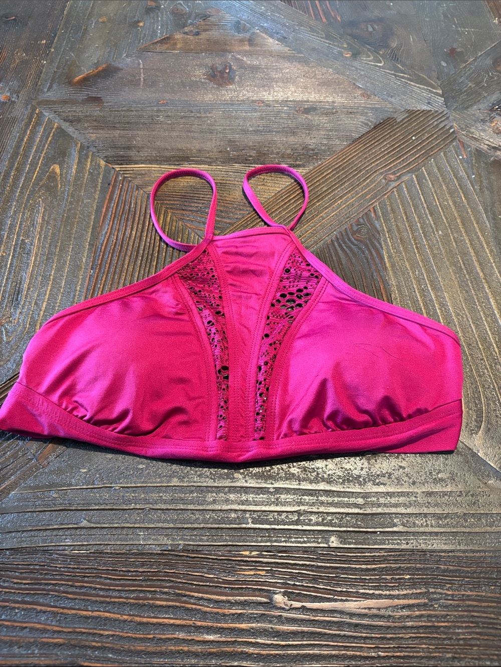 Mossimo Supply Co. Fuchsia Lace-Panel Sports Bralette